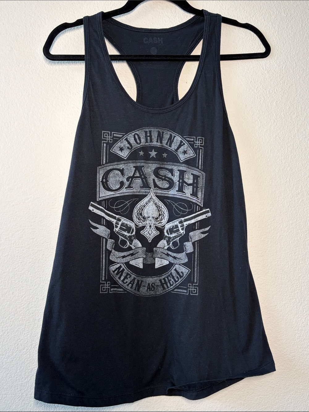 Johnny Cash Graphic Racerback Tank Top - Black